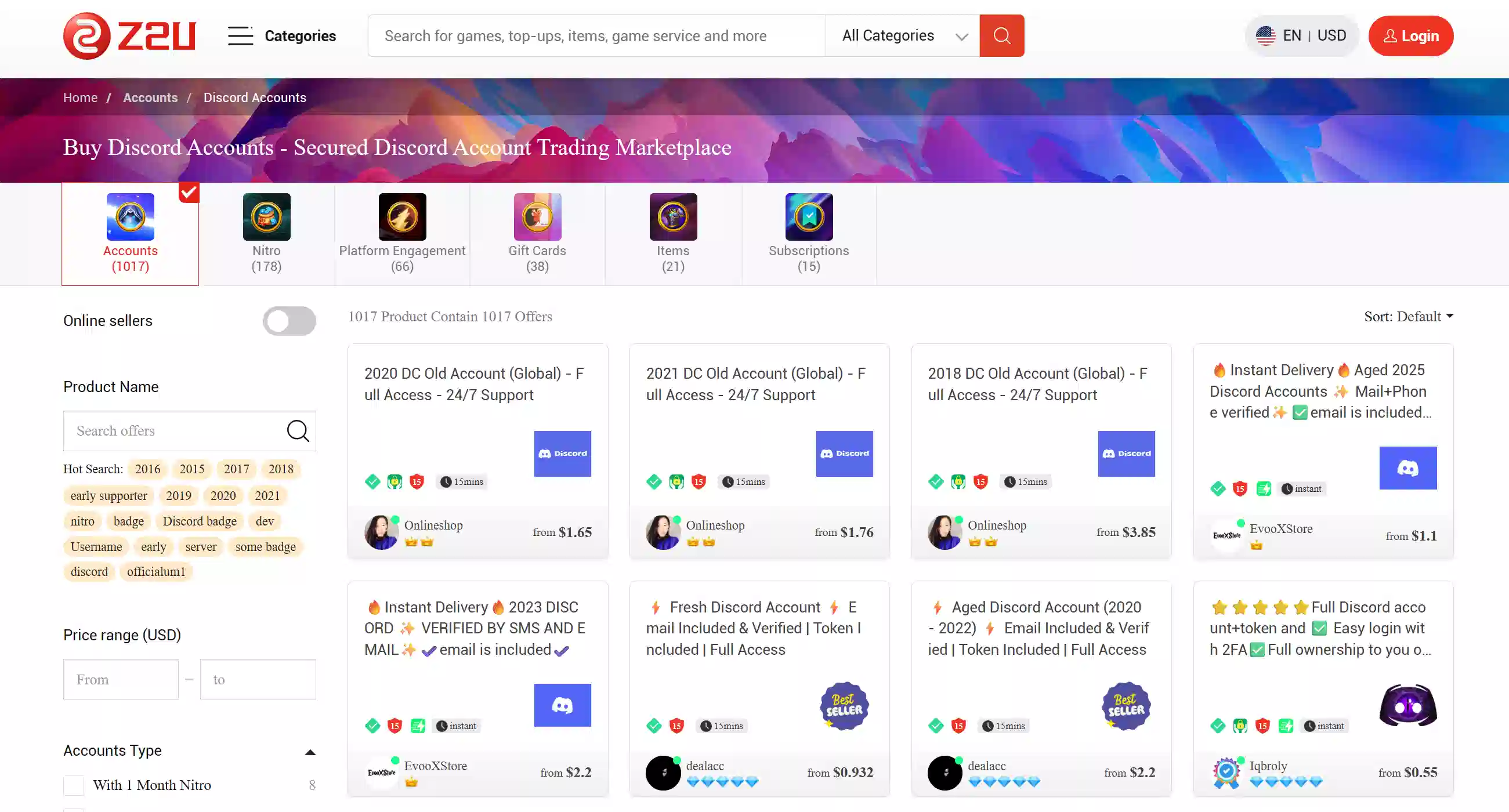 Z2U Discord Accounts